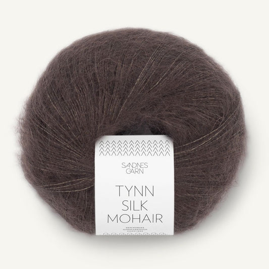 Tynn Silk Mohair Mork Sjokolade - 3880