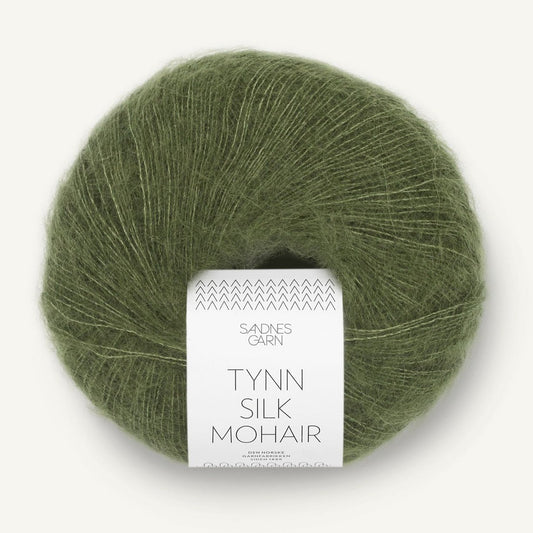 Tynn Silk Mohair Olivegronn - 9062