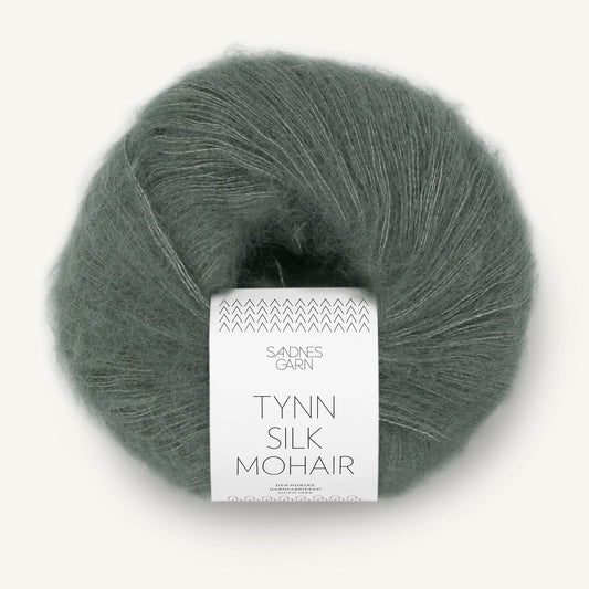 Tynn Silk Mohair Stovet Olivengronn - 9071
